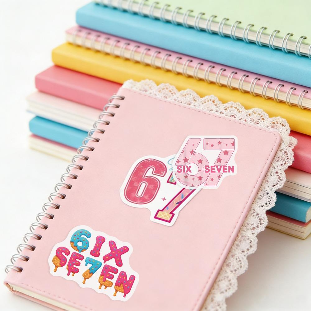 50Pcs Funny 67 Six Seven Stickers 67 Diy Stickers Scrapbooking Phone Luggage Waterproof Decals