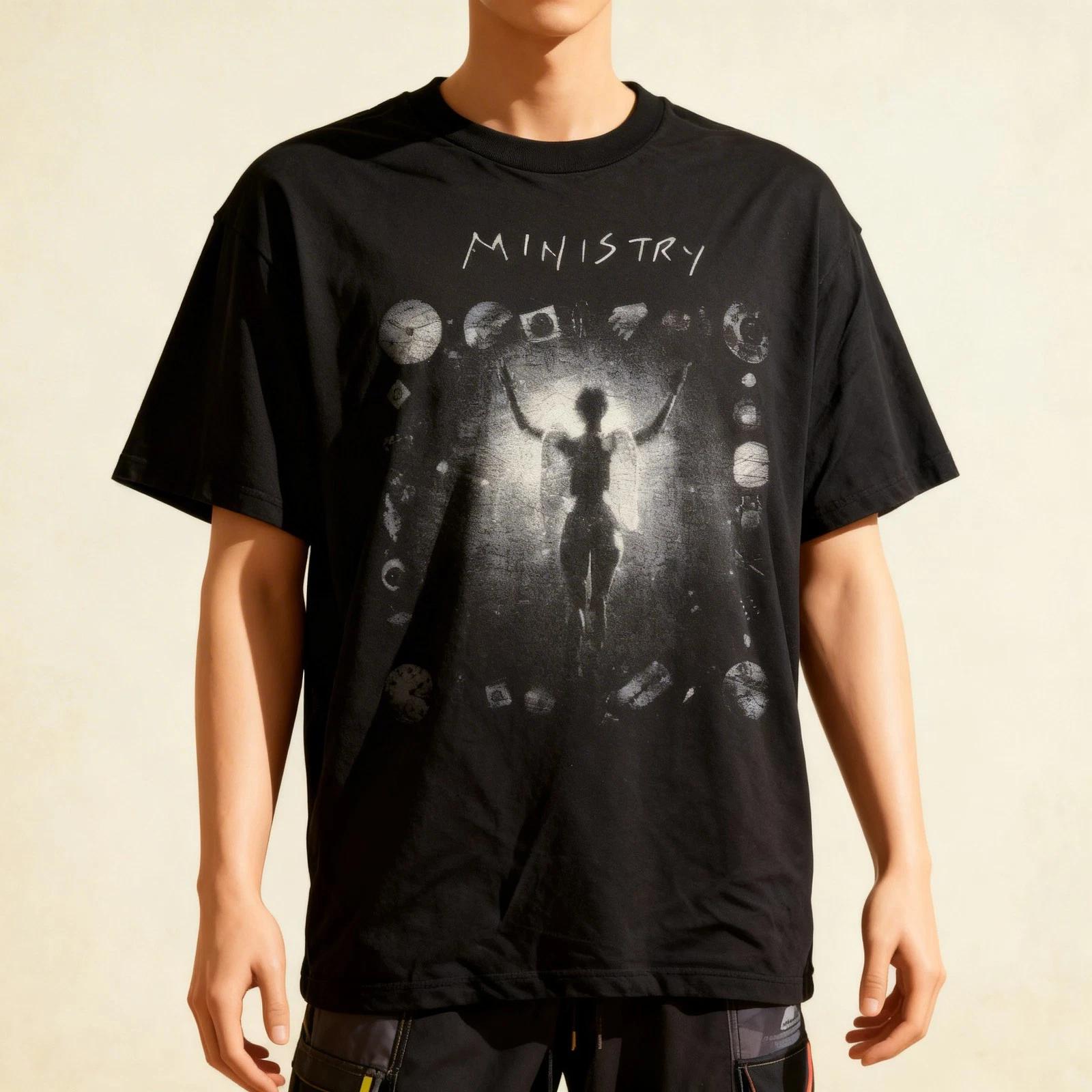 Ministry Industrial Rock Band Unisex Cotton Black T-Shirt All Size 4XL