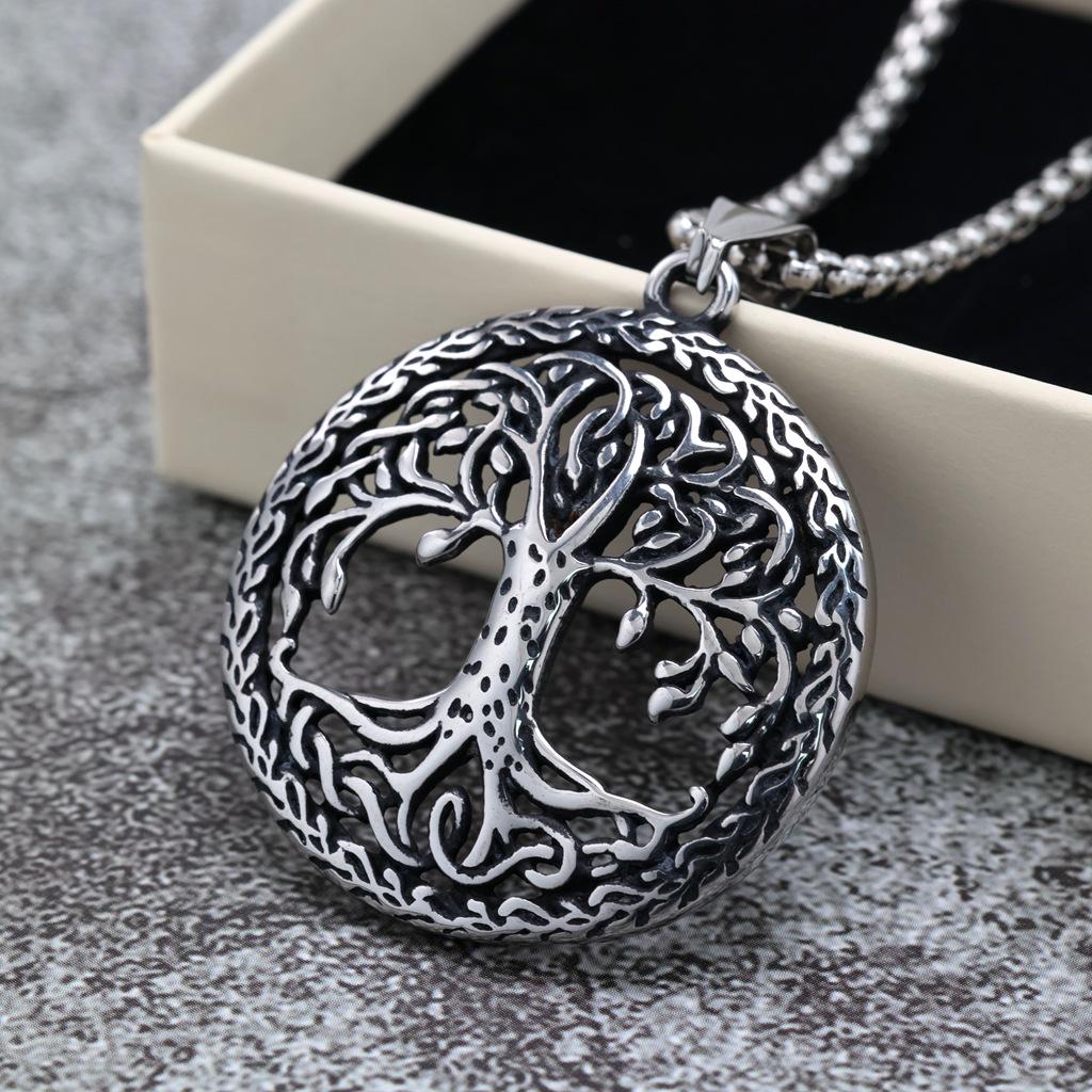 Colier Unisex Retro din Oțel Inoxidabil cu Pandantiv Arborele Vieții