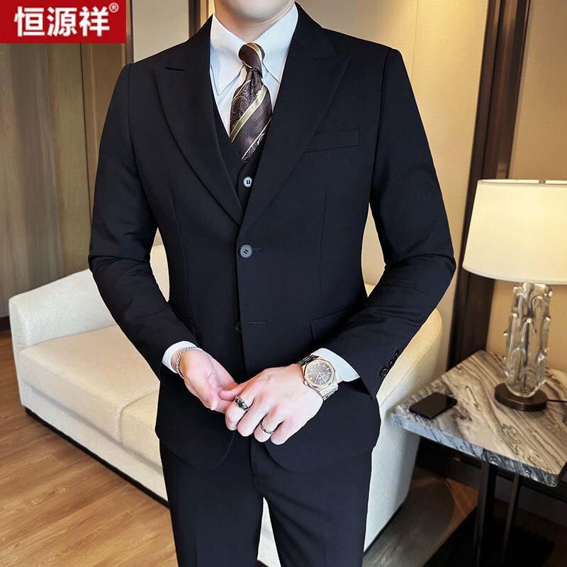 Hengyuanxiang Men s Wool Blend Business & Wedding Suit Set 3XL