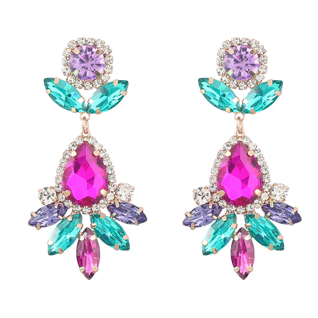 Summer New Metal Glass Rhinestone Geometric Dangle Earrings Holiday Party Trend Statement Earrings Pauli Manfi Women's Earrings