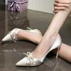 Fashion Temperament Stiletto Single Shoes Autumn New Pointed Toe Shallow Bow Slip-on Non-Slip High Heels