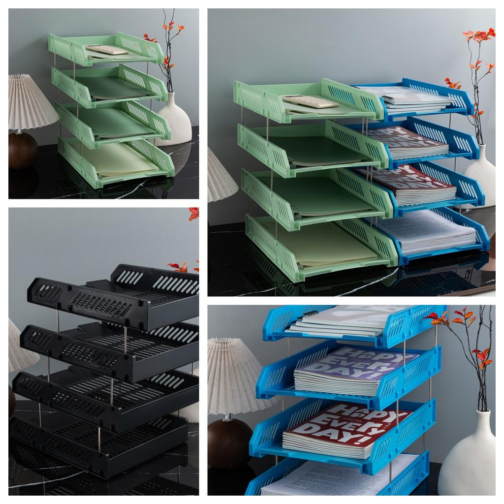 Hollow Four-Layer File Tray Moisture-Proof File Rack Storage File Frame Desktop Storage File Rack Information Organization and Storage