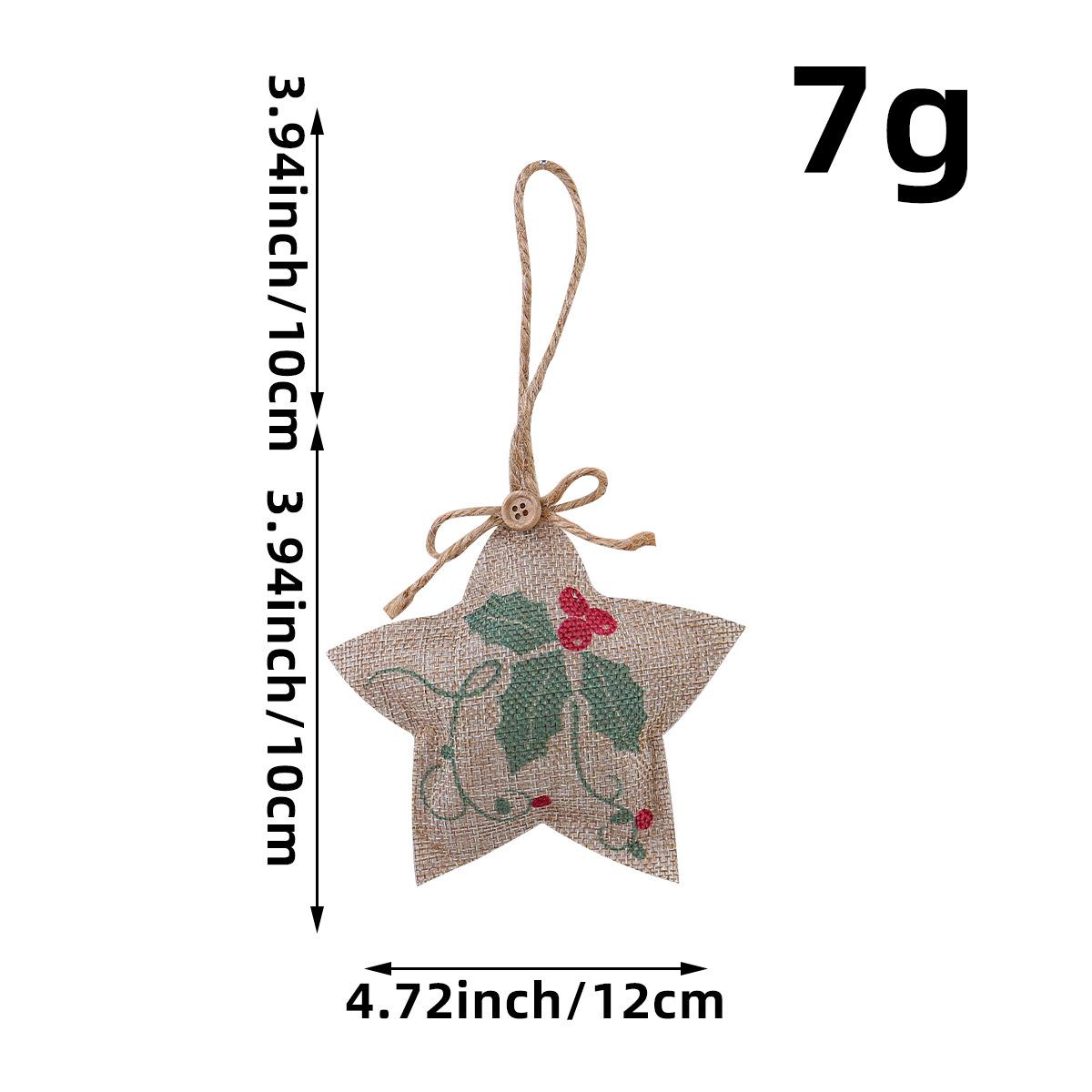 

New Christmas Linen Pendant Printed Five-pointed Star Christmas Tree Shopping Mall Decoration Small Pendant