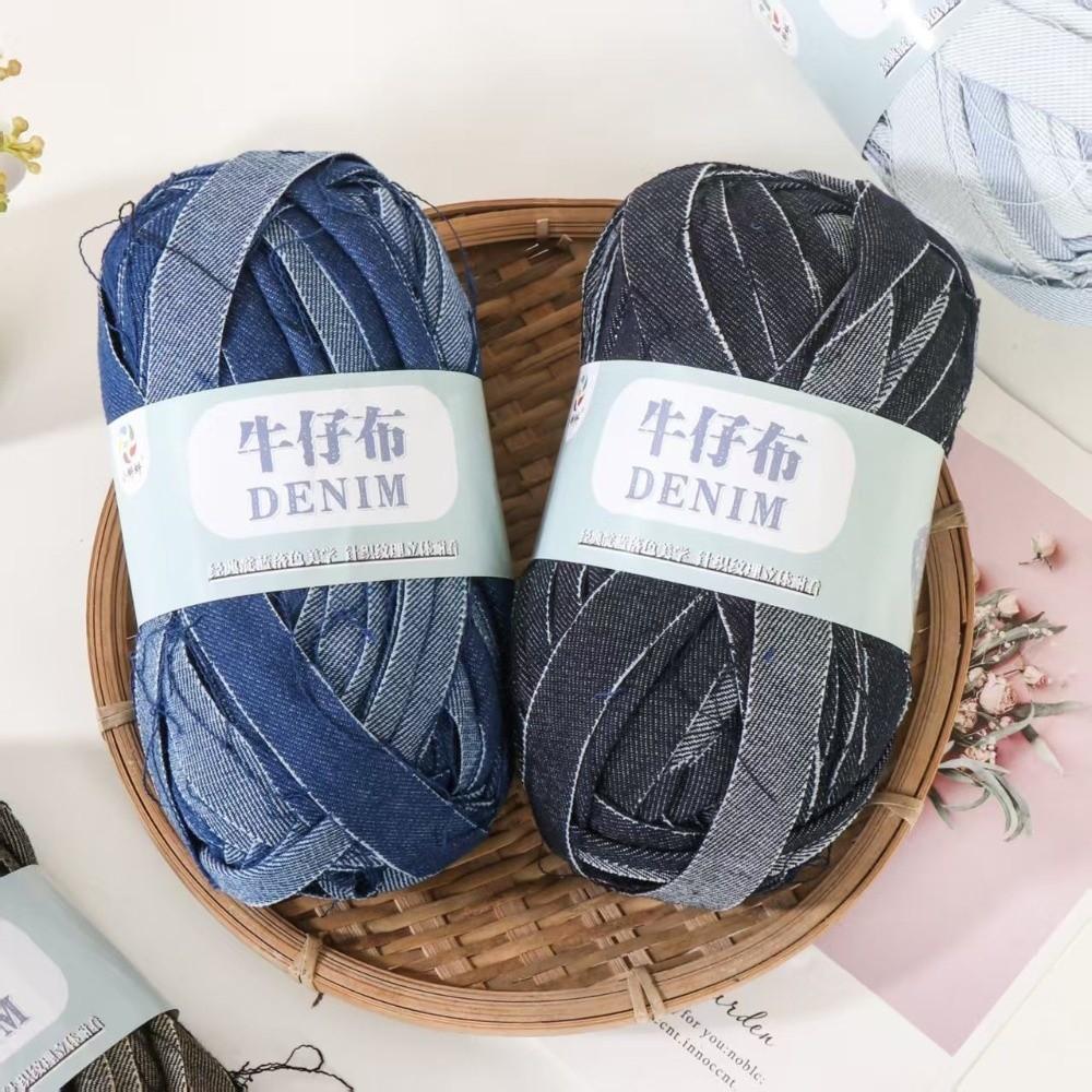 Durable 200g/Roll Denim Yarn Blue Color Durable Material Crochet Thread Soft Texture Washed Finish Weaving Cord For Handbags