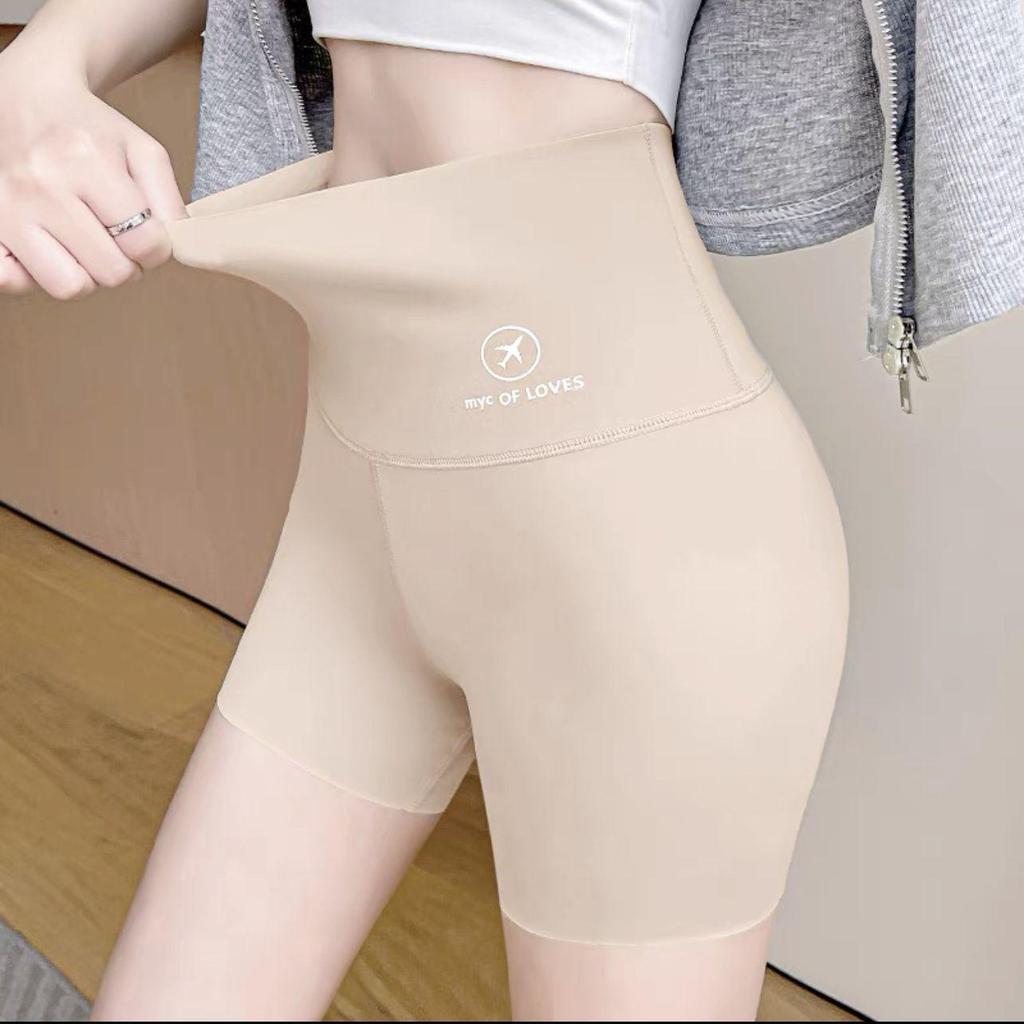High Waist Tummy Control Three-Point Shark Women's Summer Seamless Non-Rolling Anti-Exposure Yoga Base Layer Safety Shorts