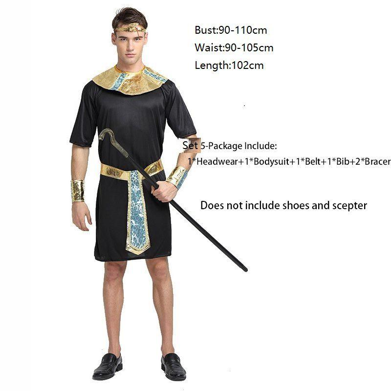 Deluxe Pharaoh Men Egyptian King Costume Desert Prince Queen Fancy Dress Cosplay
