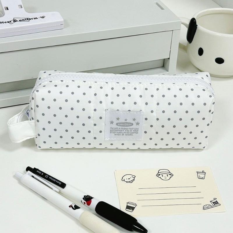 Waterproof Polka Dot Large Capacity Stationery Storage Bag Portable Zipper Pouch for Students Stationery Organization