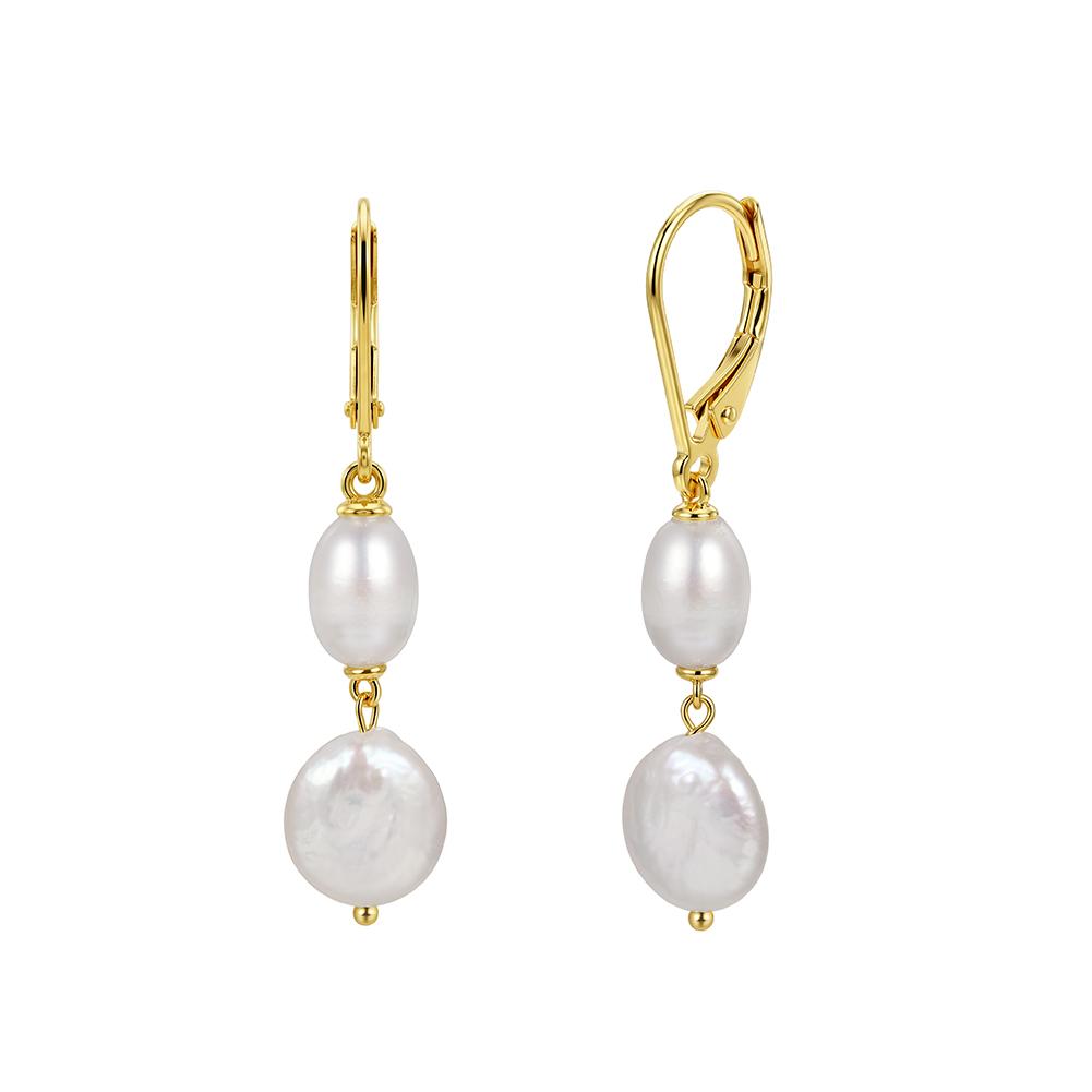 ORSA JEWELS 925 Sterling Silver Natural Freshwater Pearl Ear Line for Women Sweet Chic 14K Gold Plated Earrings Jewelry GPE138
