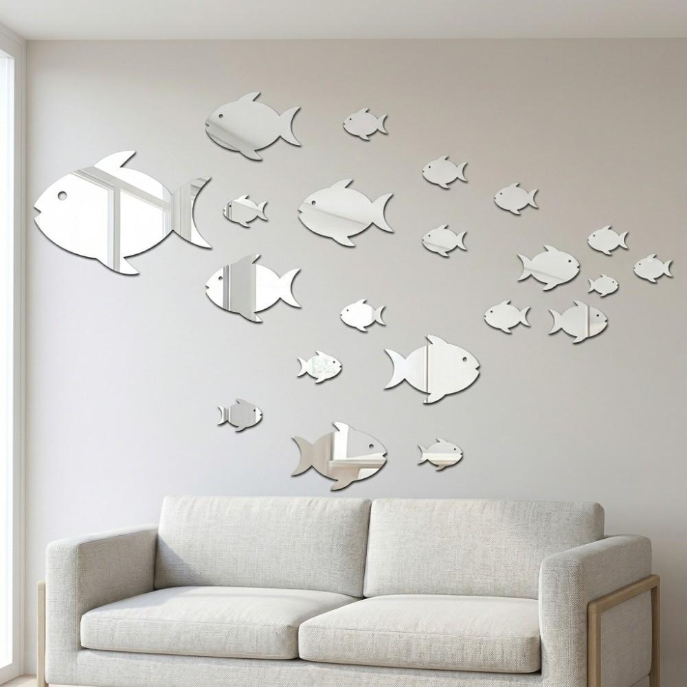Frameless Fish School Wall Stickers Acrylic Novel Wall Sticker Modern Wall Sticker  Wall Decoration