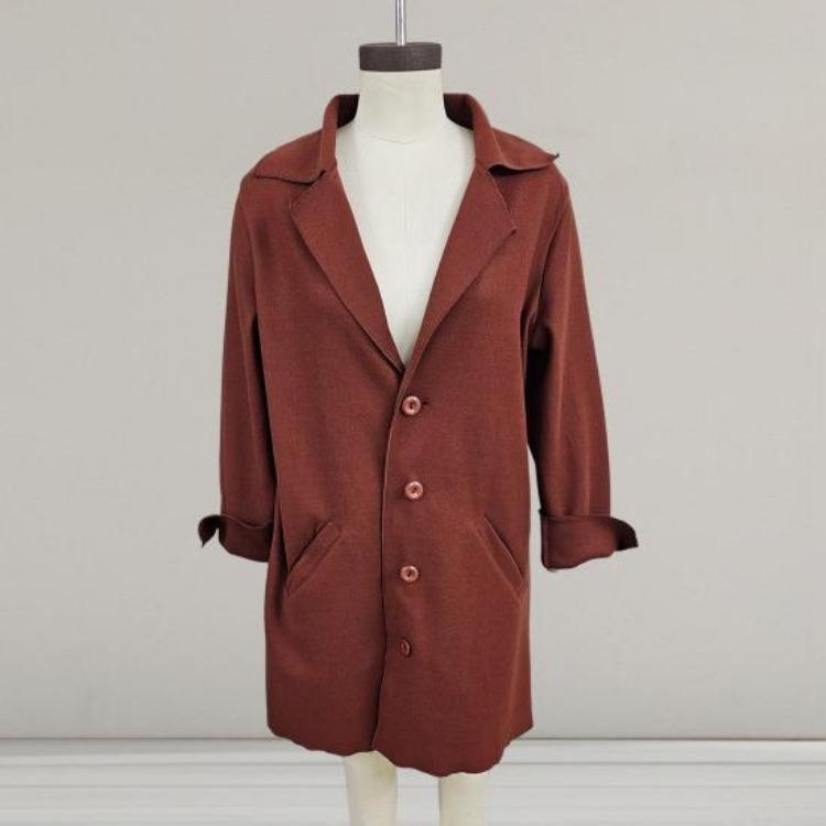 Women Woolen Coat Autumn Winter Loose Mid Length Overcoat Turn Down Collar Single Breasted Long Sleeves Solid Color Pockets Commuting Dating Jacket