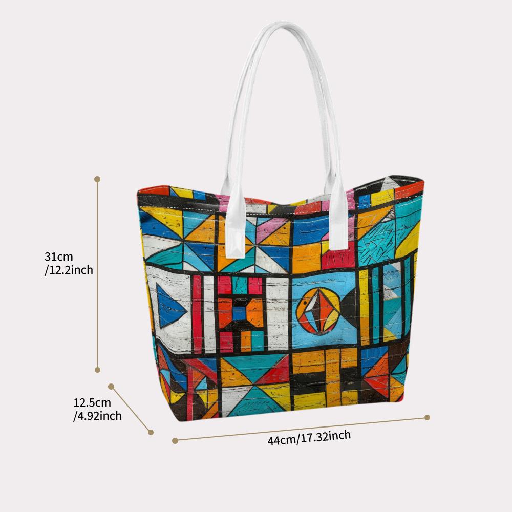 Geometric Art Printed Tote Bag for Women Casual Daily Shopping Shoulder Bag