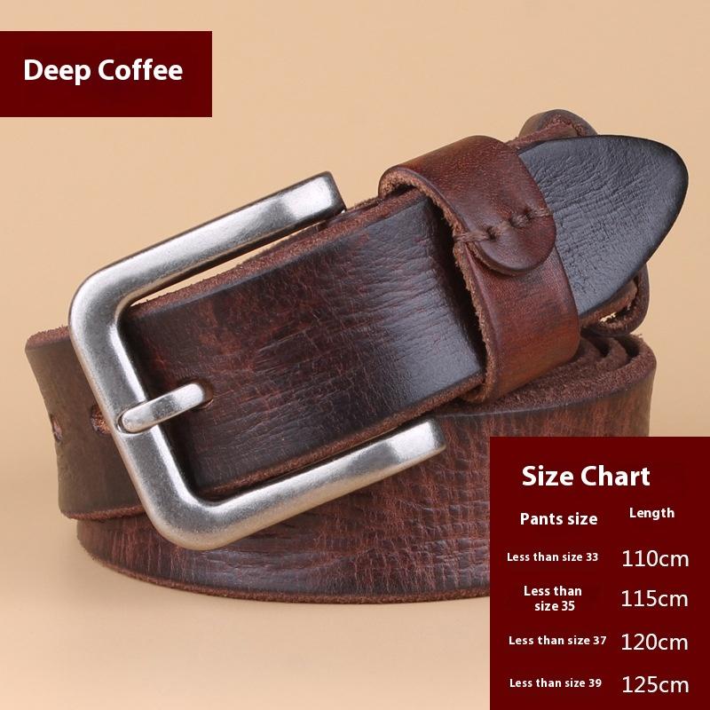 Men's Leather Belt Korean Style Casual Top Layer Leather Pin Buckle Belt Youth Men's Belt