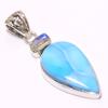 Natural Republic Larimar, Moonstone 925 Solid Sterling Silver Pendant 1.77" K0t30