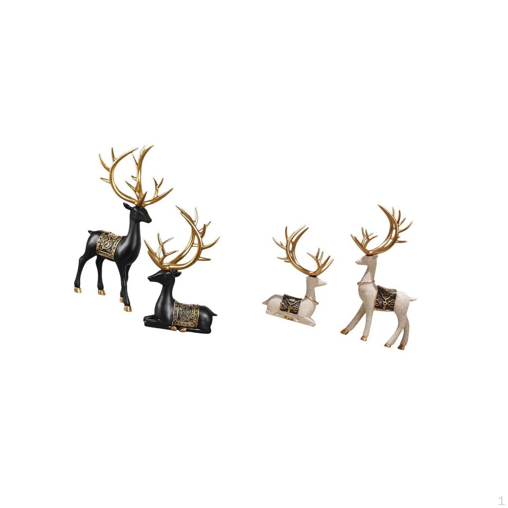 Elegant Reindeer Sculpture Collection Featuring Sitting And Standing Deer Figurines for Cabinet