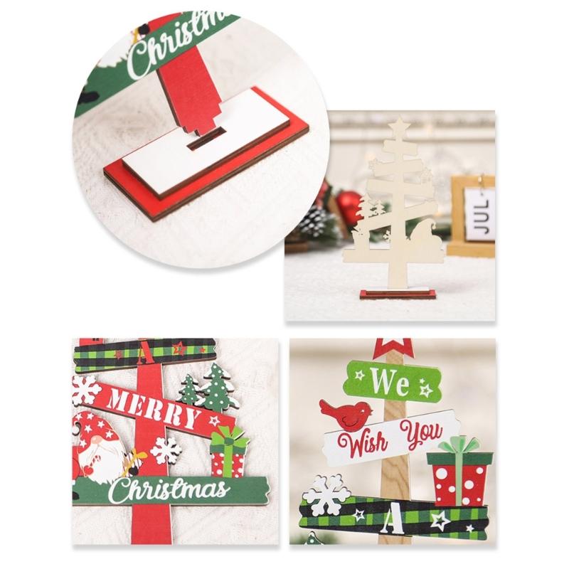 Festival Wood Christmas Decorations Christmas Tree Crafts Tabletop Centerpieces for Indoor Home Shops Decorations