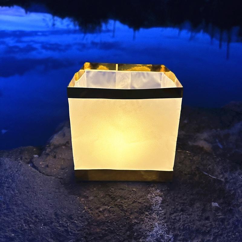 Multicolor Waterproof Floating Paper Lanterns With Gold Trim Sturdy Material For Weddings Parties Wishing Ceremonies