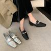 Easy To Wear and Not Tired of Feet, Gold Square Head Soft-soled Single Shoes for Women's 2025 Spring and Autumn Versatile Retro Silver Flat-sole