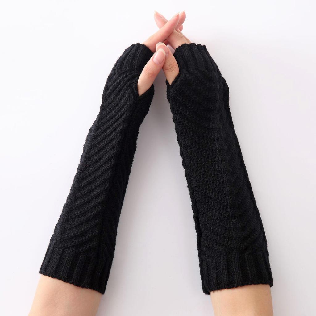Fiskbensmönstrad Varm Handledsvärmare Ny Höst och Vinter Herr- och Damstickad Yllevante Halvfinger Exponerad Ärmskydd Dui Dui Armskydd