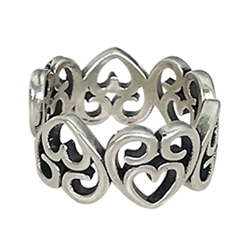 Lanzhi 925 Sterling Silver Heart Cutout Ring - Unique Niche Design, Non-Fading for Women