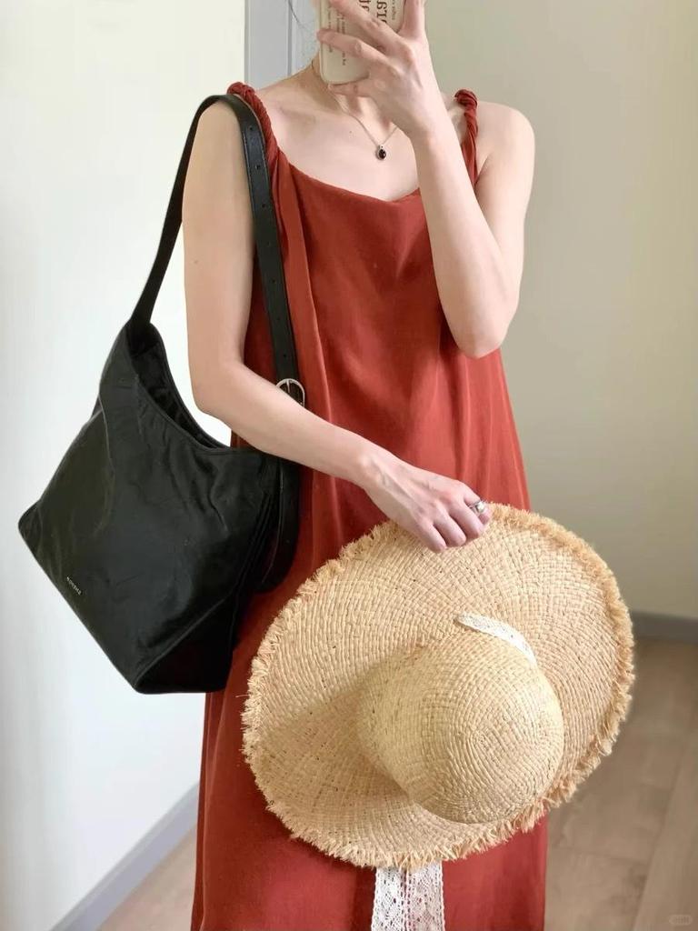 2024 Summer Slimming Natural Hemp A-line Dress with Knot Straps