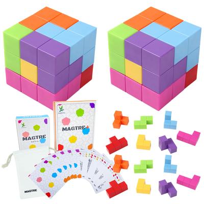 Blocos Magnéticos MAGTRE, Quebra-Cabeça 3D com Cartas, Treinamento Cerebral para Adultos Idades 6-99 (Magtre Plus)