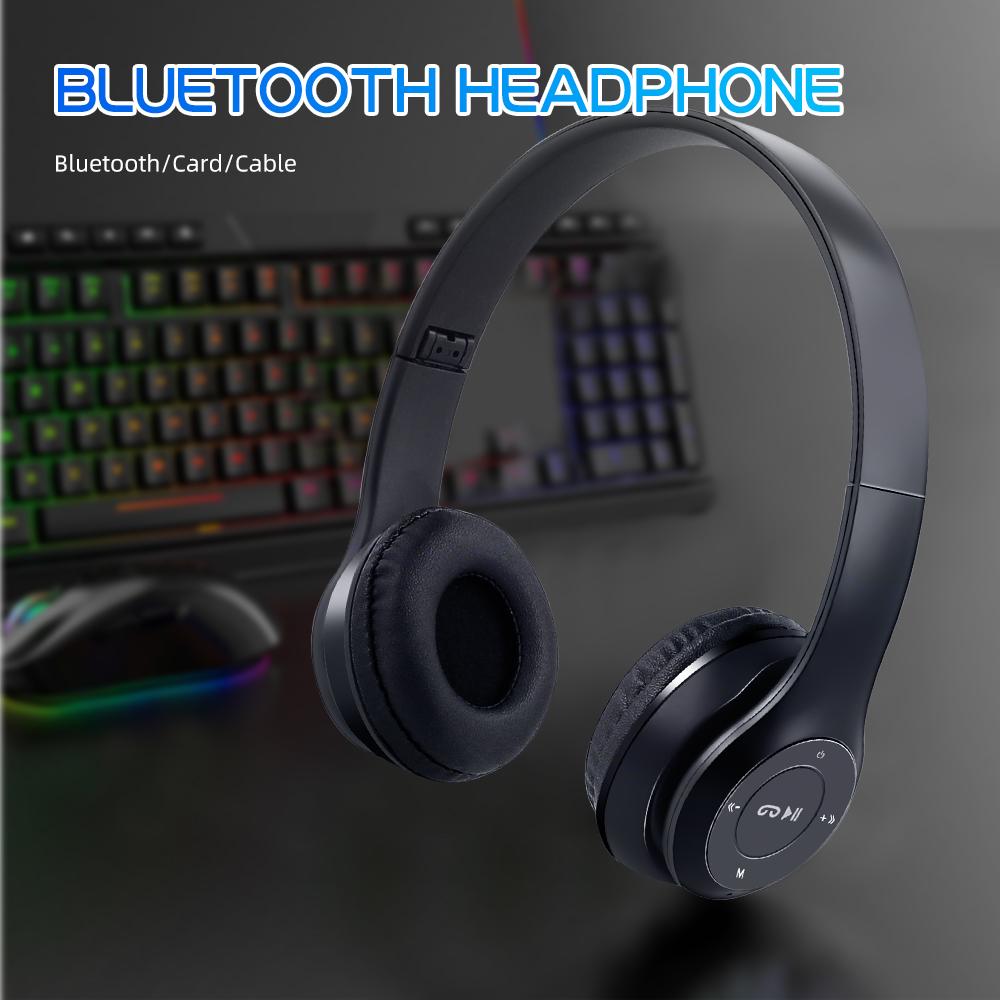 Bluetooth 5.0 Headsets Trådløse Spillhodetelefoner Dobbelmodus Trådløse Øretelefoner Støyreduksjon Musikkhodetelefoner Støtter SD-kort med Mikrofon