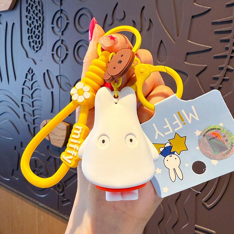 New Kawaii Miffy Rabbit Keychain Cartoon Couple Backpack Pendant Car Key Accessories Creative Festival Gifts