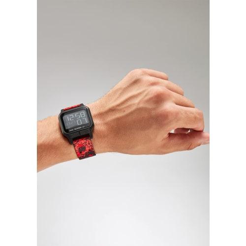 NIXON Heat A1320 - Black/Red - 100M Water Resistant Men's Ultra Thin Digital Sport Watch (38mm Watch Face, 20mm PU/Rubber/Silicone Band)