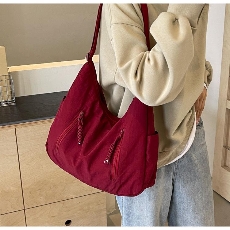 Delicate Shoulder Bag Casual Satchel Sling Purse Nylon Crossbody Bag for Travel and Outdoor Activity  Burgundy