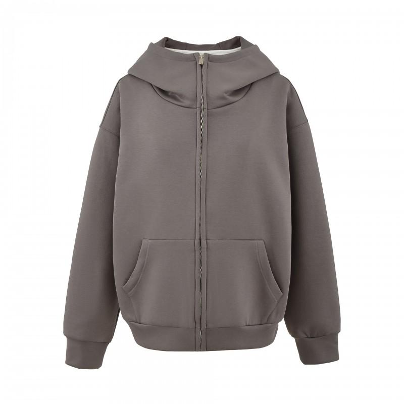 Womens Oversized Hooded Zip Sweatshirt High Weight Casual Streetwear Fall 2025
