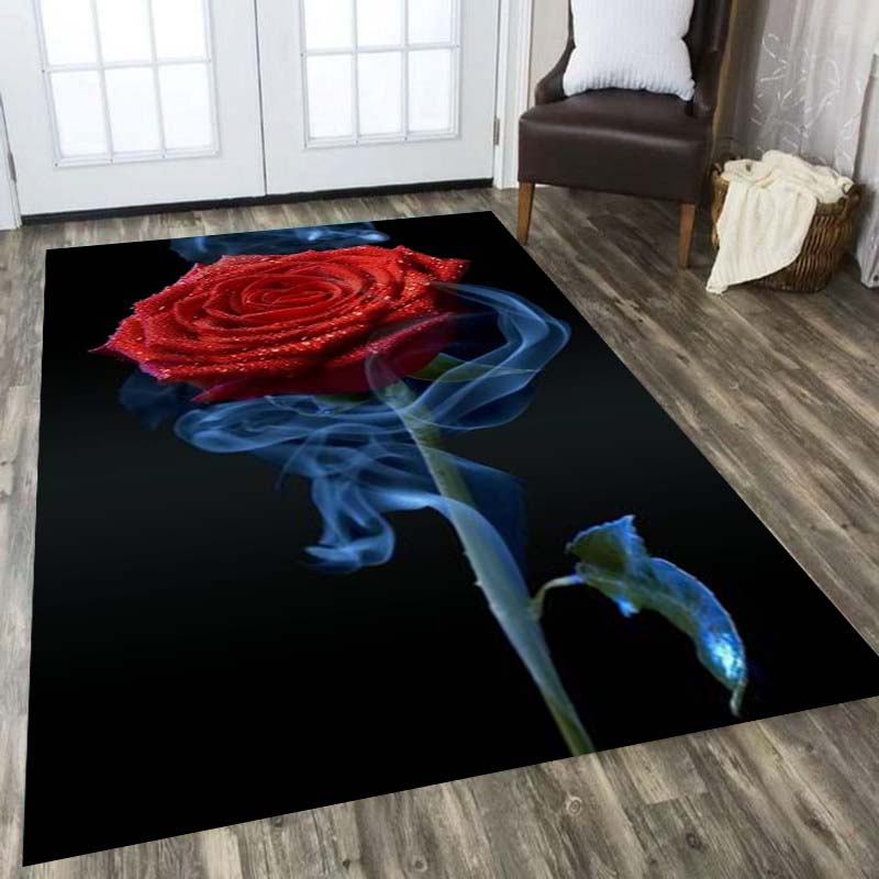 LOUSIDREAM Flower Pattern Skull Carpet Living Room Home Decor Sofa Table Rug Anti Slip Chair Cushion Lounge Mat