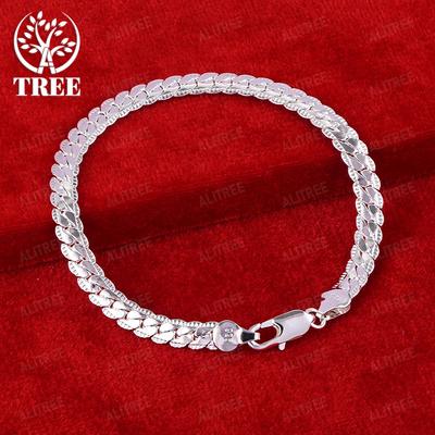 New Style 925 Sterling Silver Flat Snake Chain Bracelet Fashion Jewelry For Men Women Birthday Anniversary Party Gift Accessorie