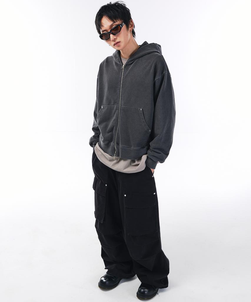SCALLYWAG Washed Fatigue Front Cargo Pants [Black]