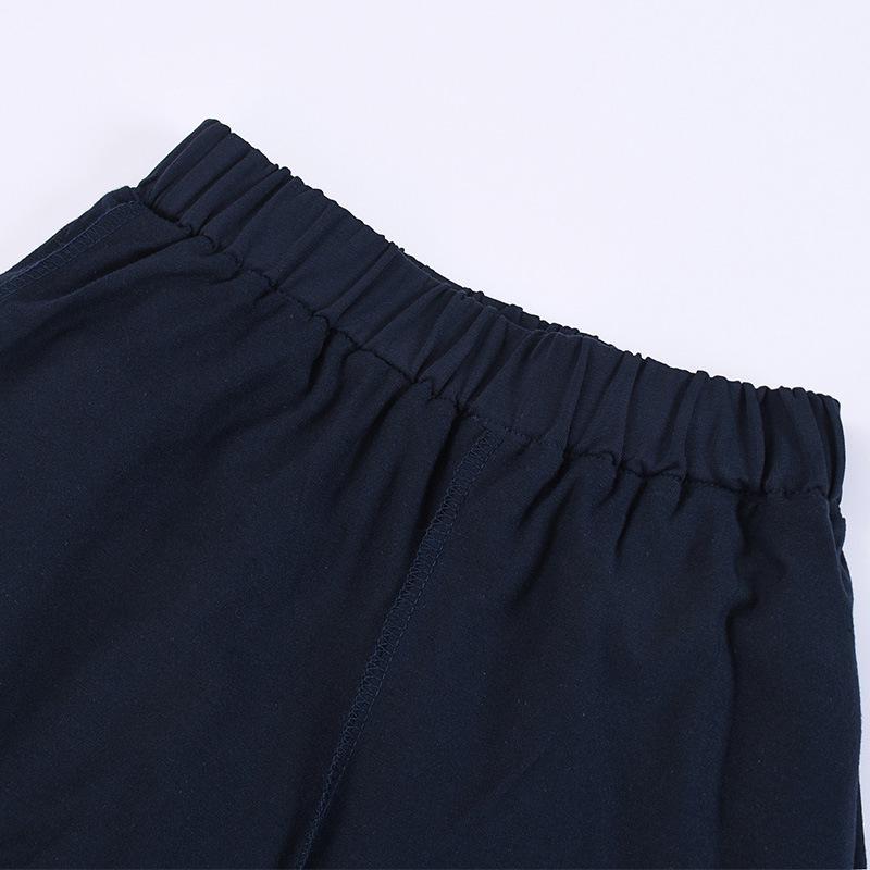 Girls' Black Pleated Cotton Skirt - Navy Blue School Uniform for Middle & Primary Students, Autumn Collection