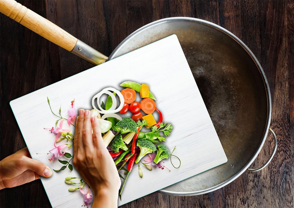 Glass Plate Cutting Board 52X40 Flowers