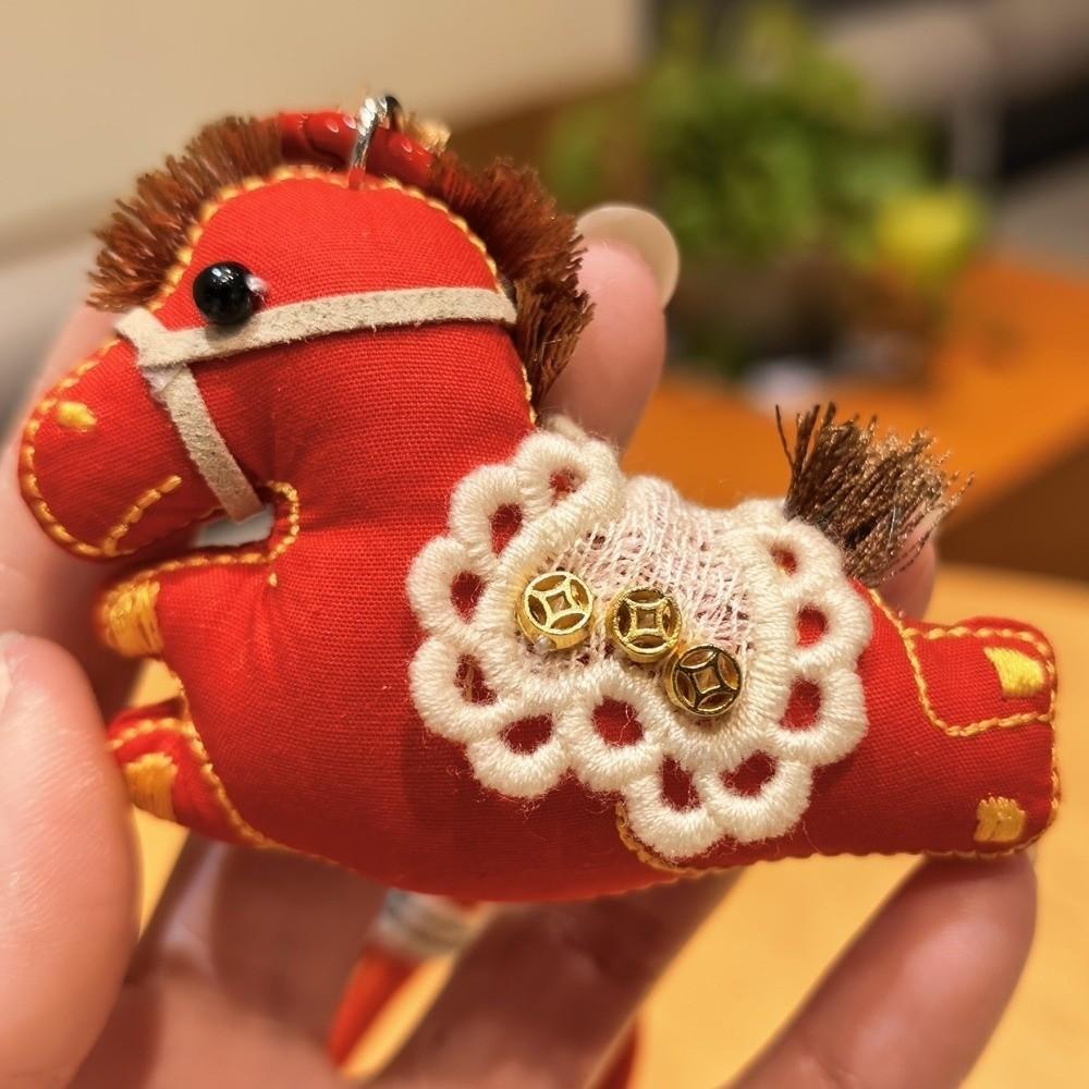 Chinese Style Pony Keychain Cartoon Stuffed Animal Keyring Kawaii Pony Pendant  Car Decoration
