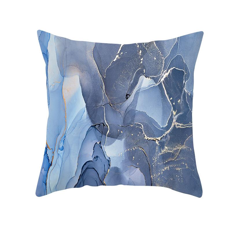 Nordic Marble Pattern Gold Edge Printed Peach Skin Pillow Cover Watercolor Ink Pattern Home Bedroom Pillow Cushion Cover
