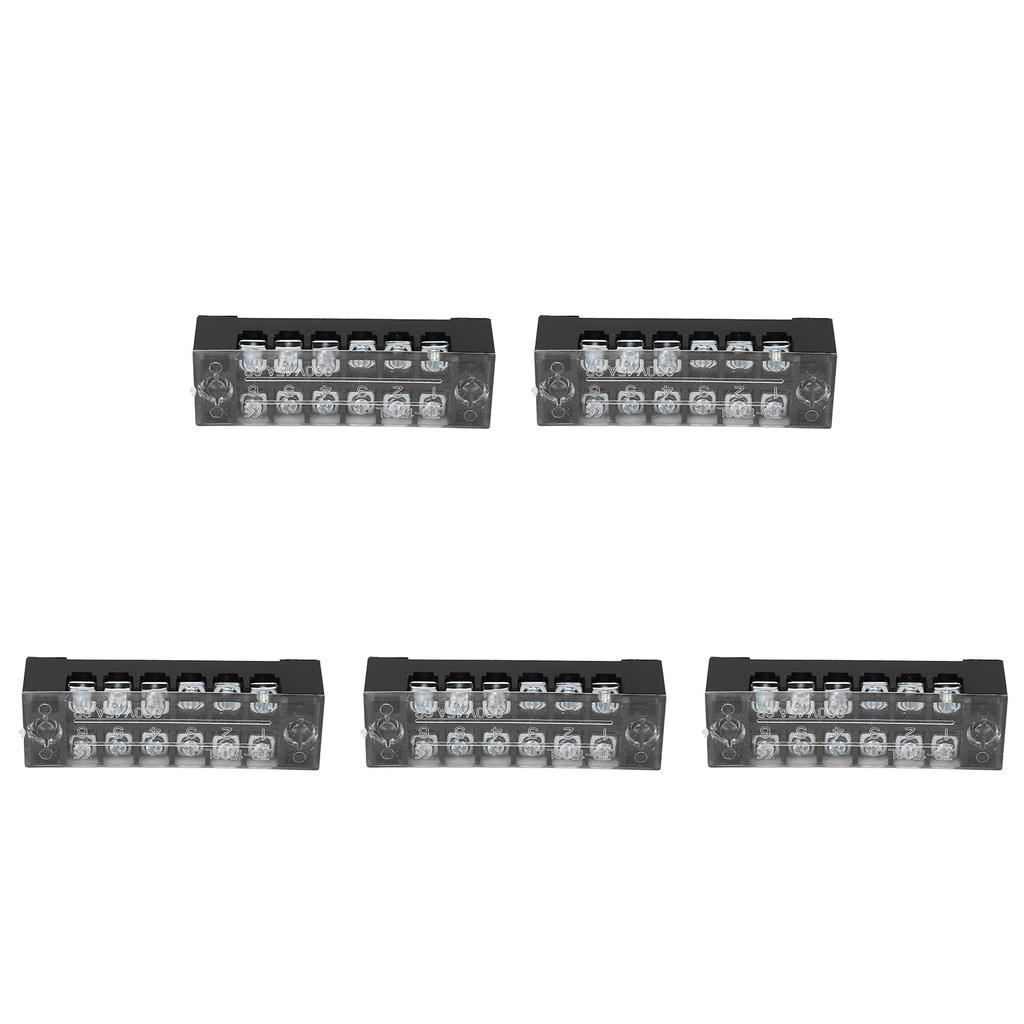 5pcs Terminal Block Barrier Strip Dual Row TB 15A 600V M3 Screws High Tenacity Wire Barrier Block 6 Positions(1506)