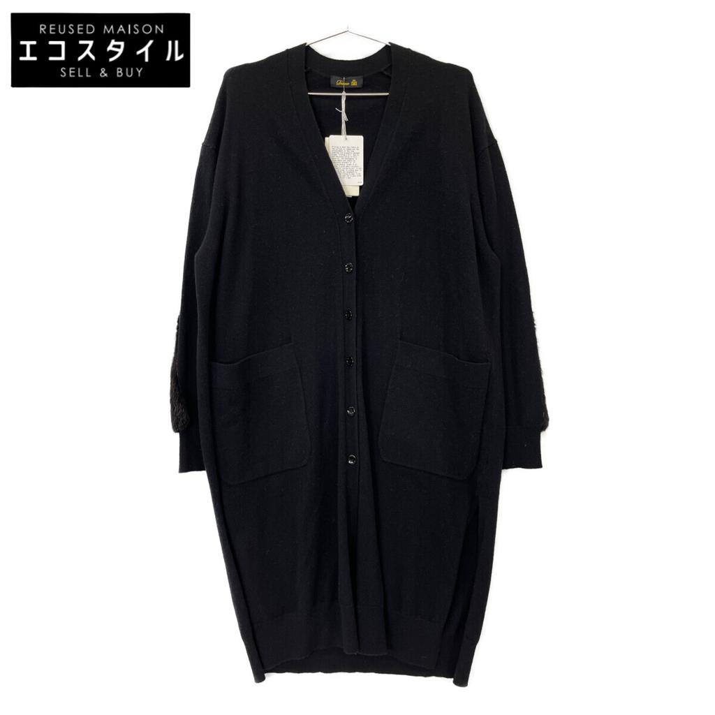 DRESSTERIOR 651510604890900 14Gcashmere100% Mink Patch Long Cardigan tops FREE blackUsed