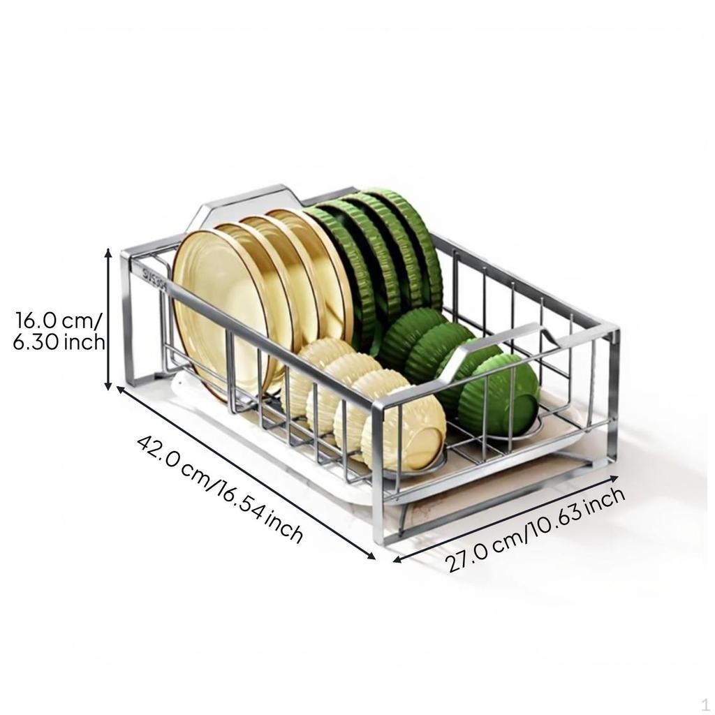 Kitchen Dish Drying Rack, Stainless Steel Organizer, Black, Adjustable Storage Basket Black