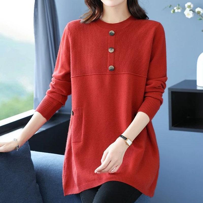 Pulover pentru Femei Toamnă Iarnă Îngroșat Cald Tricotat Elastic Mânecă Lungă Topuri Oversize