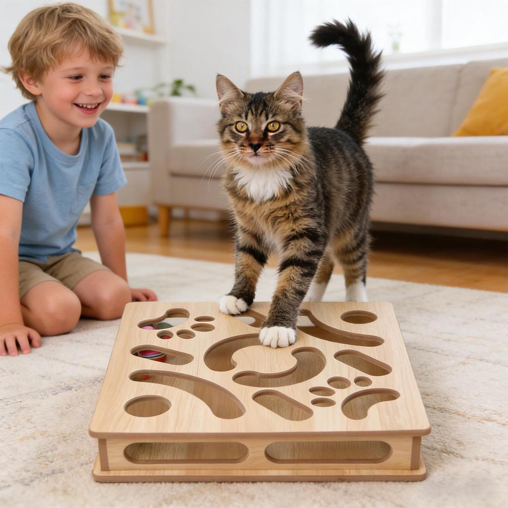 Cat Scratching Puzzle Box Pet Cat Track Bell Ball Kitten Cat Maze Box Puzzle Boredom Relief Toy for Playing And Training