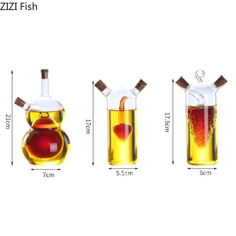 2-in-1 Double Layer Bottle Sauce Oil Vinegar Glass Bottle Condiment Seasoning Sealed Kitchen Storage Bottles Jars Kitchen Tools