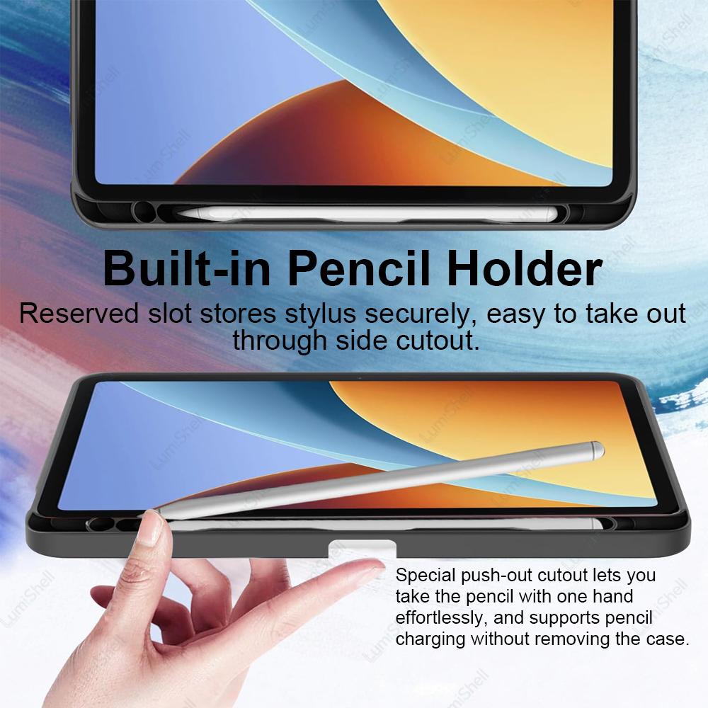 360° Rotation Stand Case for Xiaomi Redmi Pad 2 SE 9.7 inch 2026, with Pencil Holder Acrylic Clear Cover, with Auto Sleep/Wake
