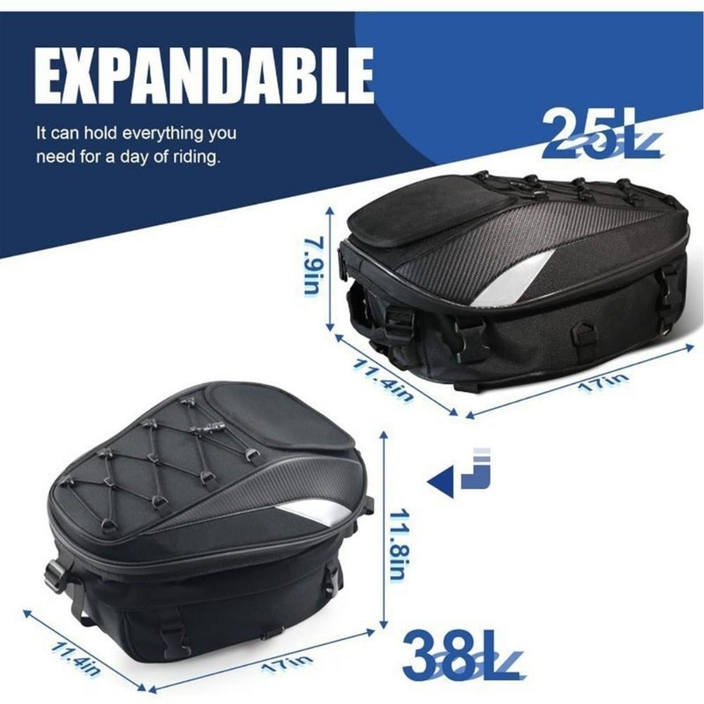 Large Capacity Motorcycle Tail Bag Waterproof Seat Bag Motorbike Rear Seat Bag  for Daily Ride