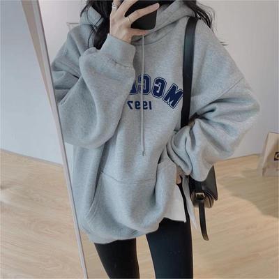 Fleece Thickened Autumn and Winter Hooded Sweater Women's Korean Version Large Size Fat Mm Jacket Loose Student Wholesale