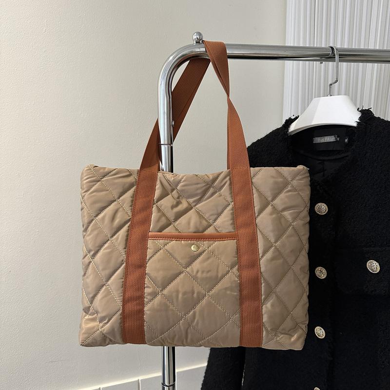 cotton clothes large bag women's rhombus down cotton light tote bag new large-capacity shoulder bag
