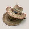 Tibetan Xinjiang Cattle Head Western Cowboy Hat Men And Women Shading Gradual Change Color Outdoor Mountaineering Straw Hat