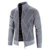 Men S Plus Size Fleece Knit Cardigan Stand Collar Casual Sweater